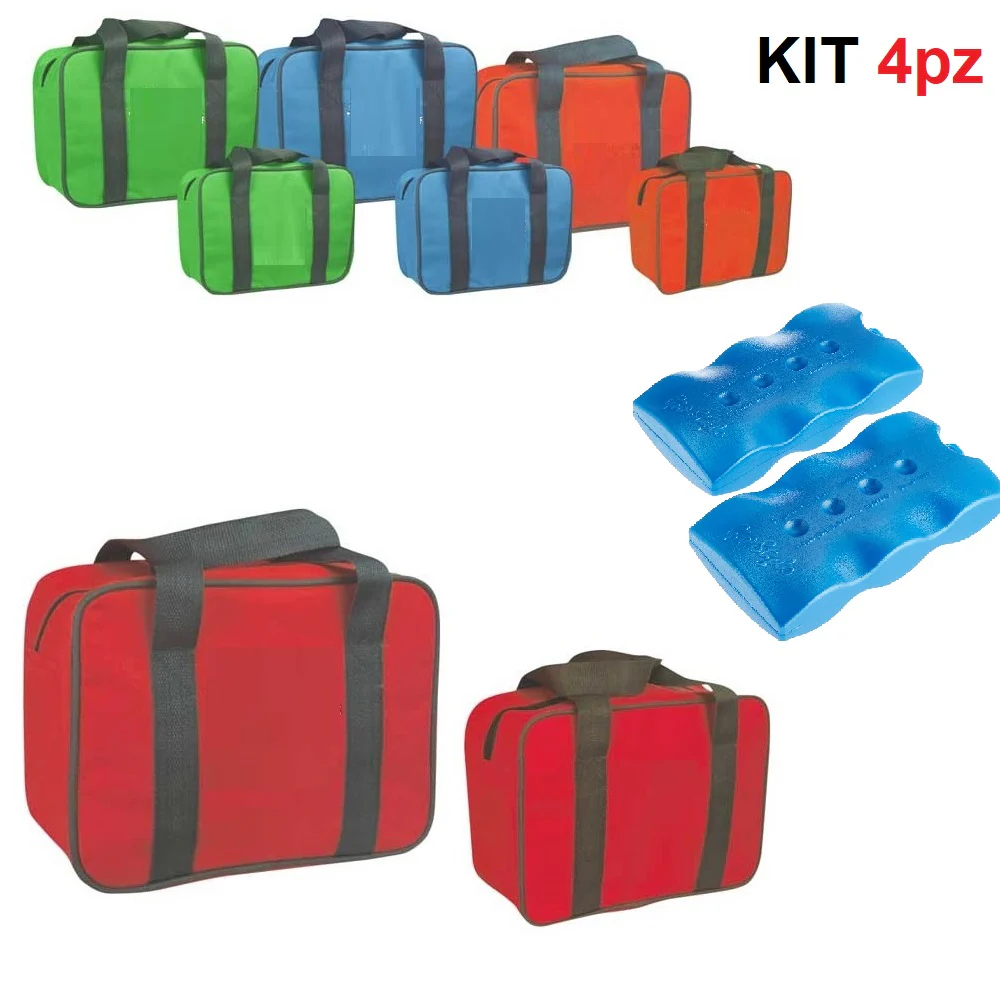 2 Borse Termiche 24LT e 7LT con 2 Mattonelle Ghiaccio 400ml colore Arancione