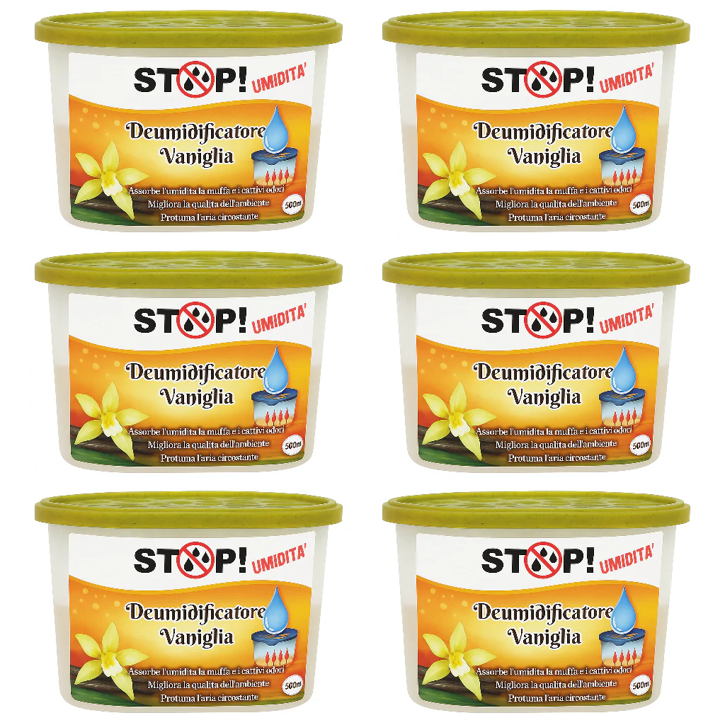6pz Deumidificatore Casa Portatile 500ml contro Muffa Assorbi Umidità Vaniglia