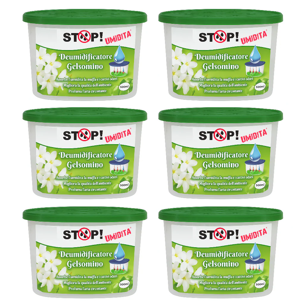 6pz Deumidificatore Casa Portatile 500ml contro Muffa Assorbi Umidità Gelsomino