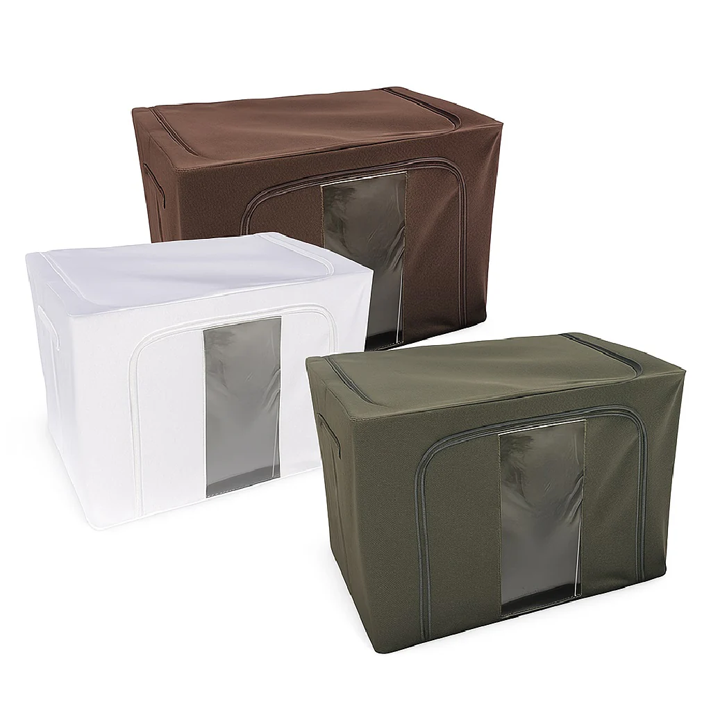 3 Scatole Pieghevoli per Armadio 50x40x32 con Struttura in Metallo e Tnt Resistente