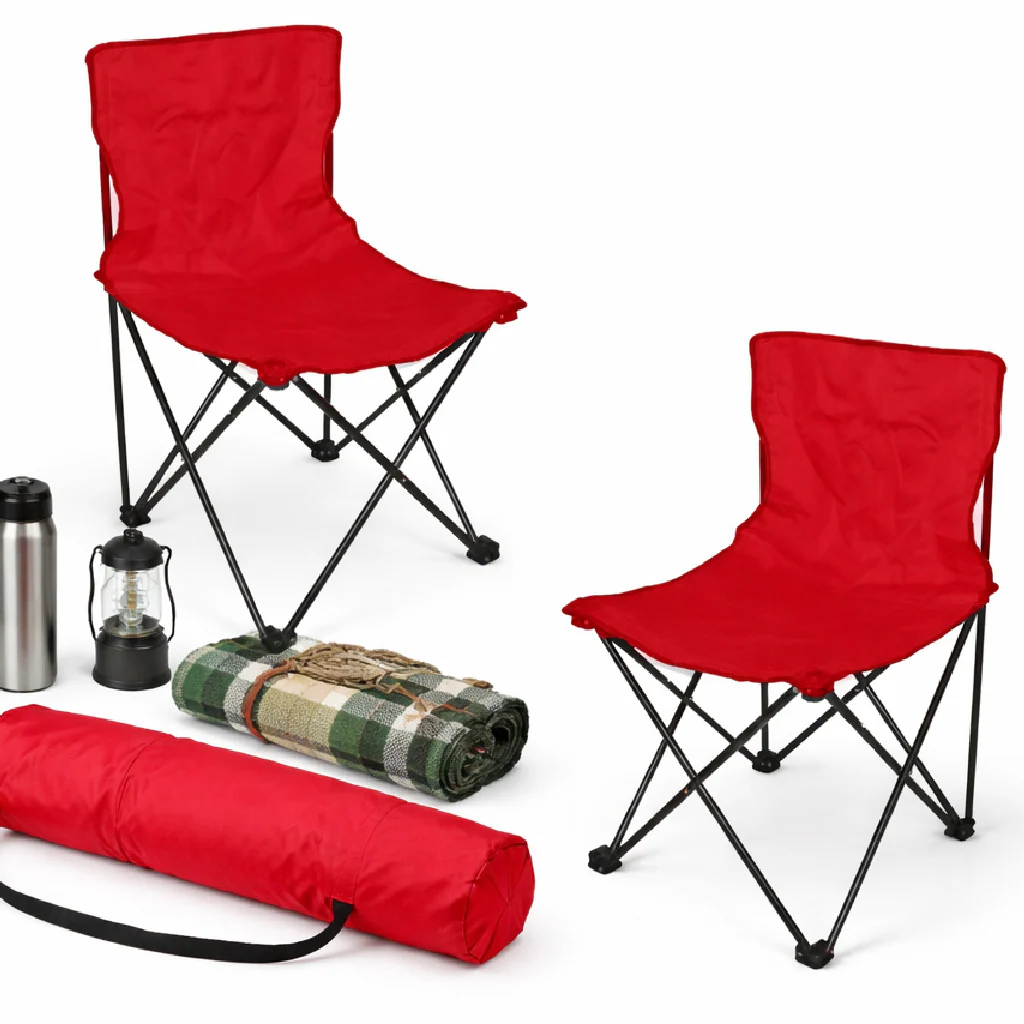 2 x Sedia Pieghevole Campeggio Salvaspazio con Borsa, Mare Giardino Pesca Rosso